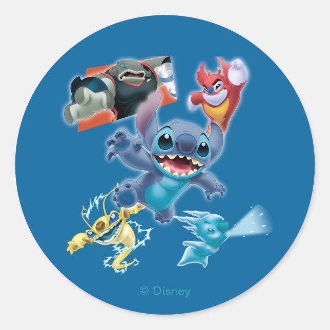 Stitch and Friends Classic Round Sticker (Front)