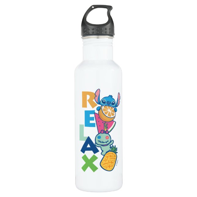Stitch and Scrump | Relax Stainless Steel Water Bottle (Front)