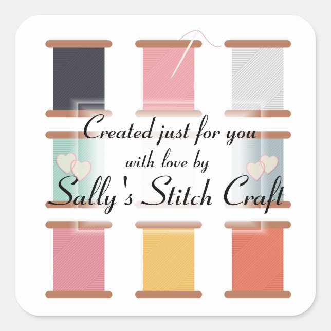 Stitch and Sew Square Sticker (Front)