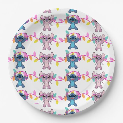 Stitch  Angel Christmas Pattern Paper Plates