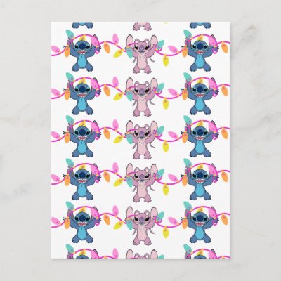 Stitch &amp; Angel Christmas Pattern Postcard