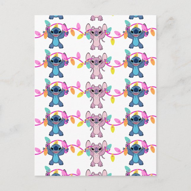 Stitch & Angel Christmas Pattern Postcard (Front)