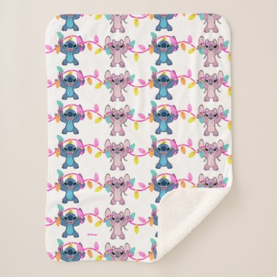 Stitch &amp; Angel Christmas Pattern Sherpa Blanket