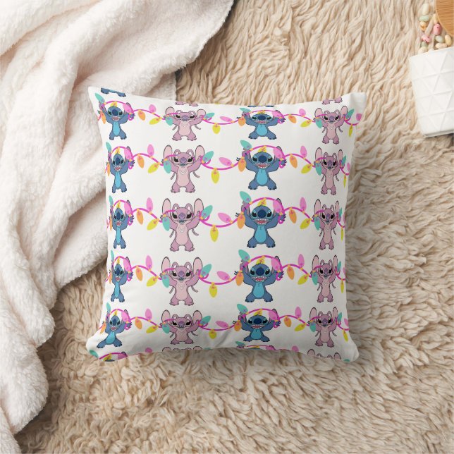Stitch & Angel Christmas Pattern Throw Pillow (Blanket)