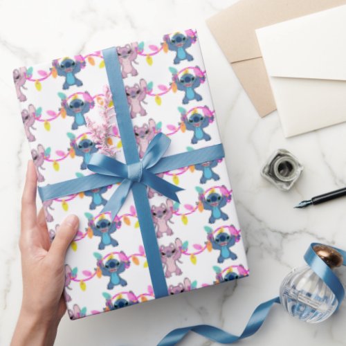 Stitch  Angel Christmas Pattern Wrapping Paper