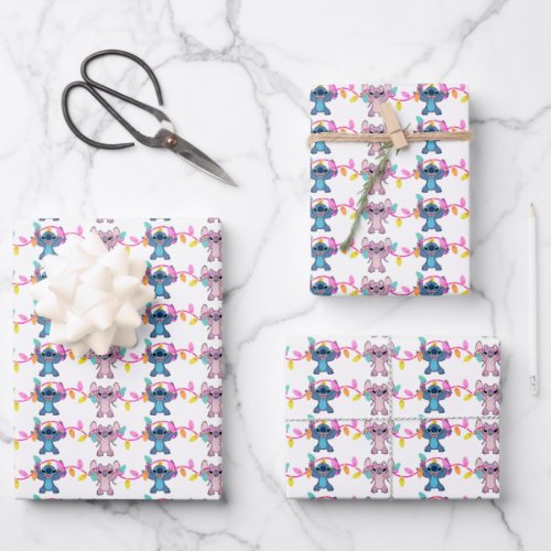 Stitch  Angel Christmas Pattern Wrapping Paper Sheets