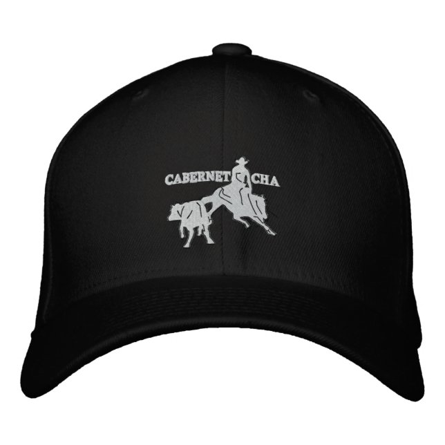 Stitch Cabernet CHA Noir Casquette Blanc Embroidered Baseball Hat (Front)