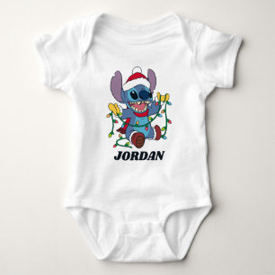 Stitch Christmas Lights Baby Bodysuit