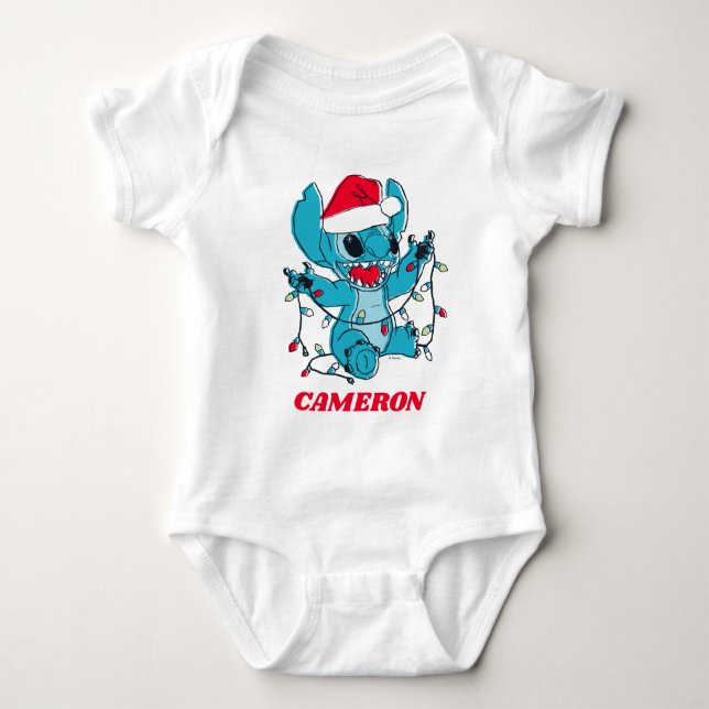 Stitch | Christmas Lights Baby Bodysuit (Front)