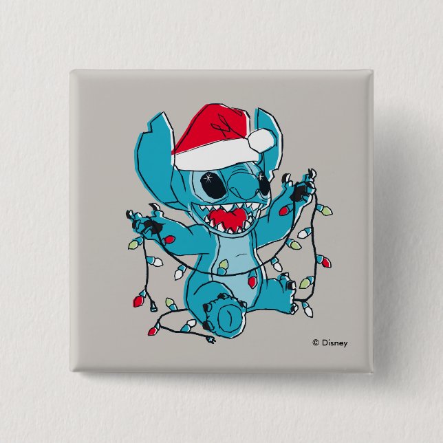 Stitch | Christmas Lights Button (Front)