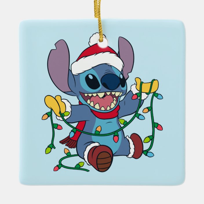 Stitch Christmas Lights Ceramic Ornament | Zazzle.com