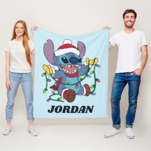 Stitch Christmas Lights Fleece Blanket