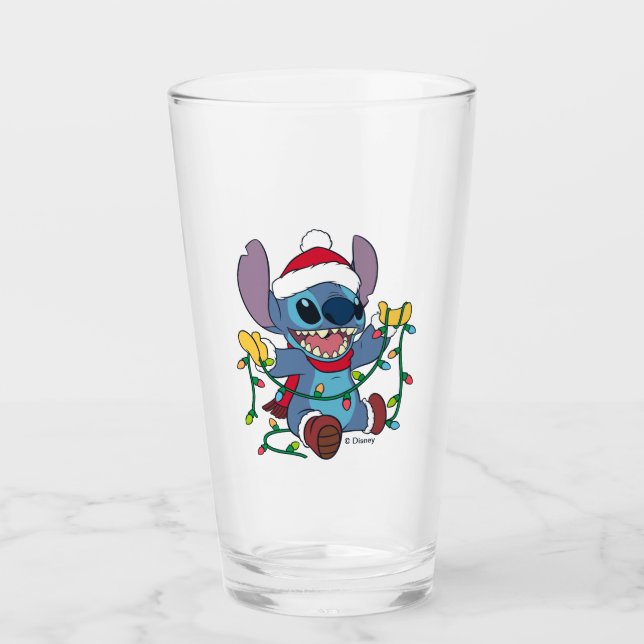 Stitch Christmas Lights Glass (Front)