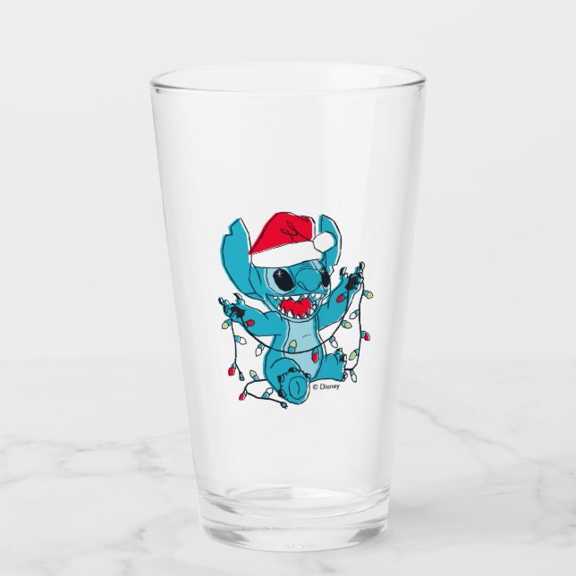 Stitch | Christmas Lights Glass (Front)