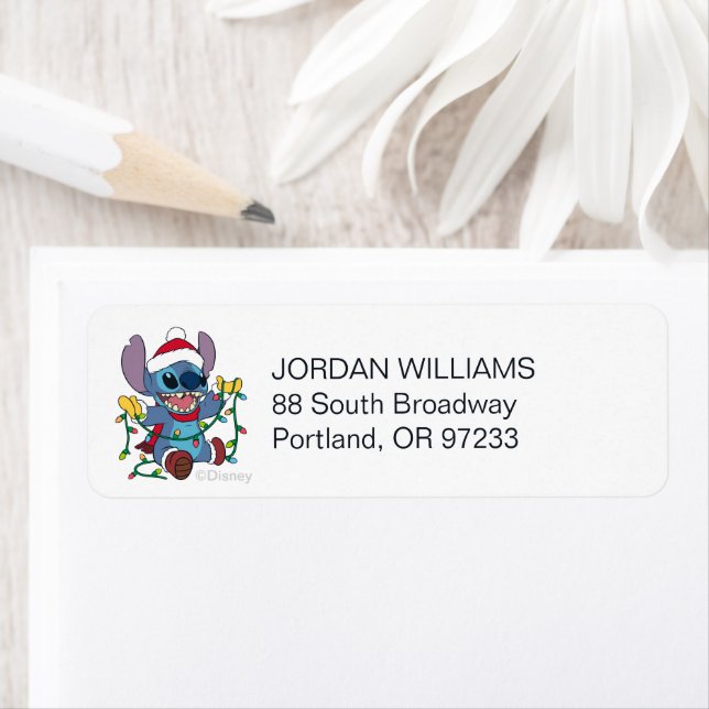 Stitch Christmas Lights - Holiday Greetings Label (Insitu)