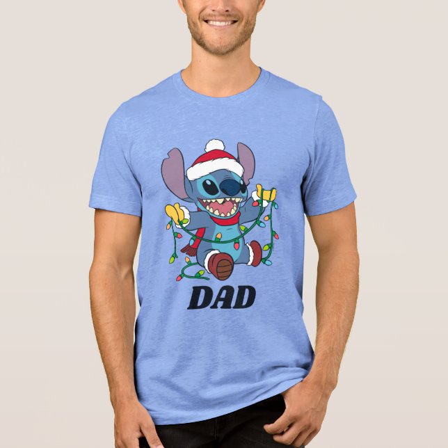 Stitch Christmas Lights - Holiday Sparkle! Tri-Blend Shirt (Front)