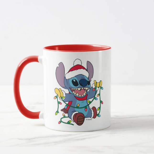 Stitch Christmas Lights Mug (Left)