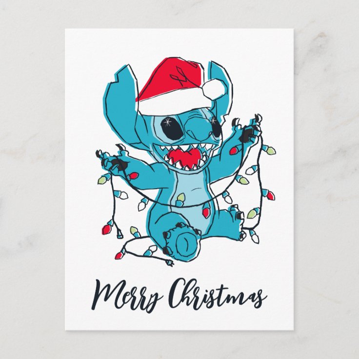 Stitch | Christmas Lights Postcard | Zazzle