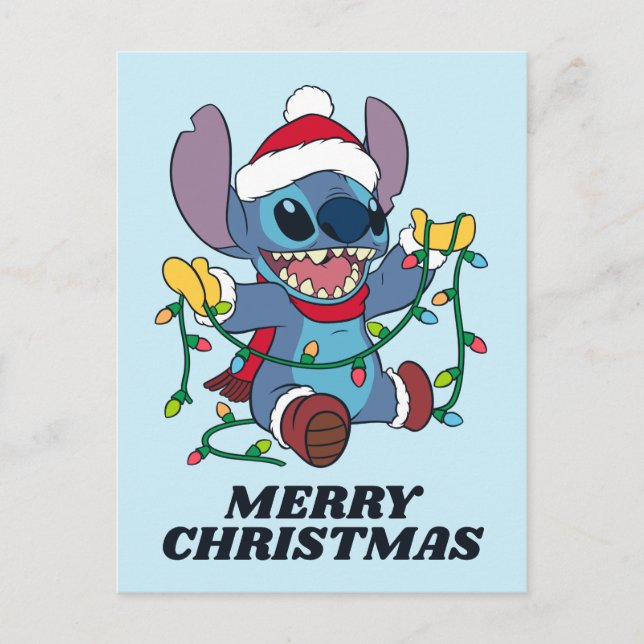 Stitch Christmas Lights Postcard (Front)
