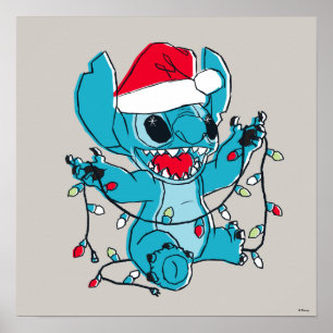 Stitch Christmas Lights Poster