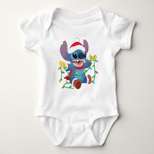 Stitch Christmas Lights Stylized Baby Bodysuit