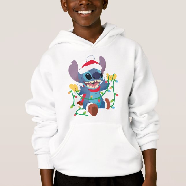 Stitch Christmas Lights Stylized Hoodie (Front)