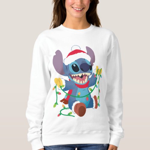 Stitch Christmas Lights Stylized Sweatshirt