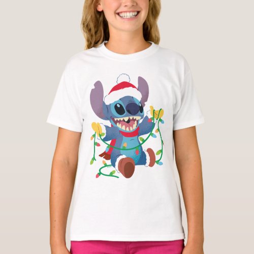 Stitch Christmas Lights Stylized T_Shirt