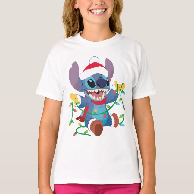 Stitch Christmas Lights Stylized T-Shirt (Front)