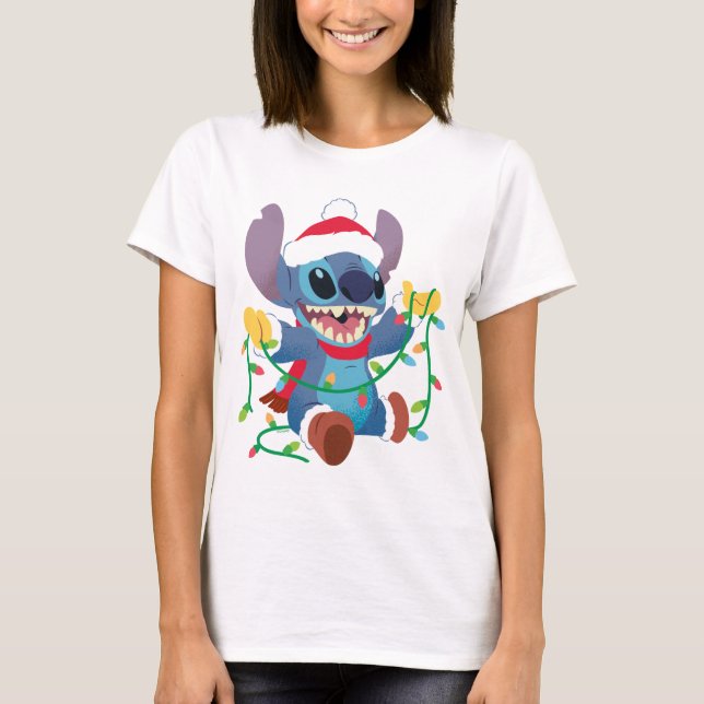 Stitch Christmas Lights Stylized T-Shirt (Front)