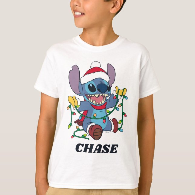 Stitch Christmas Lights T-Shirt (Front)