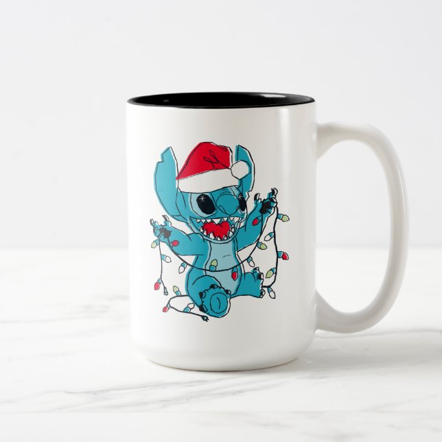 Stitch | Christmas Lights Two-Tone Coffee Mug (Right)