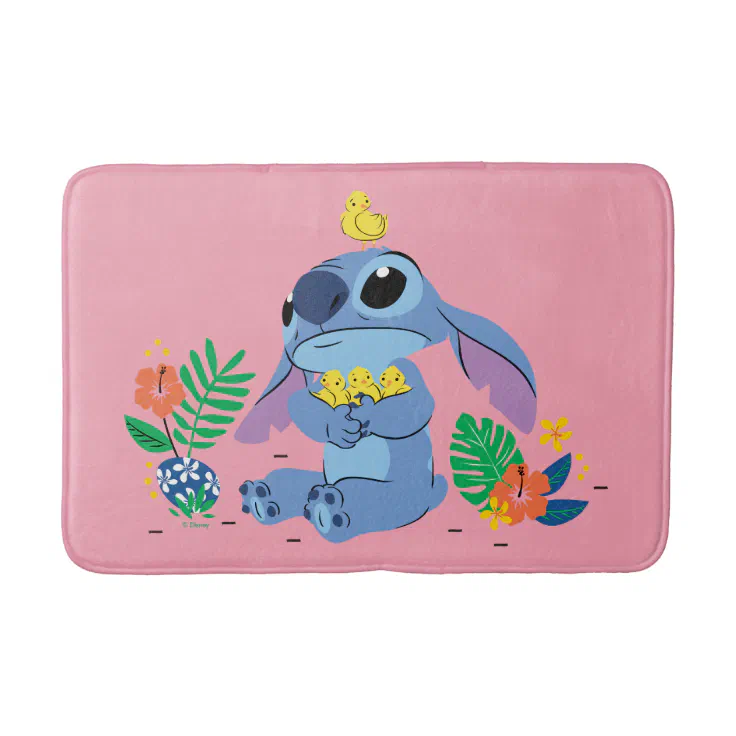 Stitch Cuddling Baby Easter Chicks Bath Mat | Zazzle