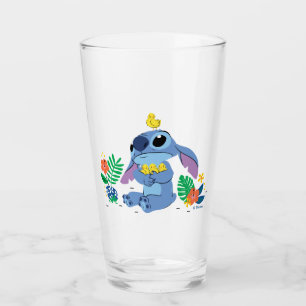 Stitch Cuddling Baby Easter Chicks Glass