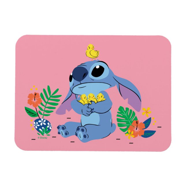 Stitch Cuddling Baby Easter Chicks Magnet (Horizontal)