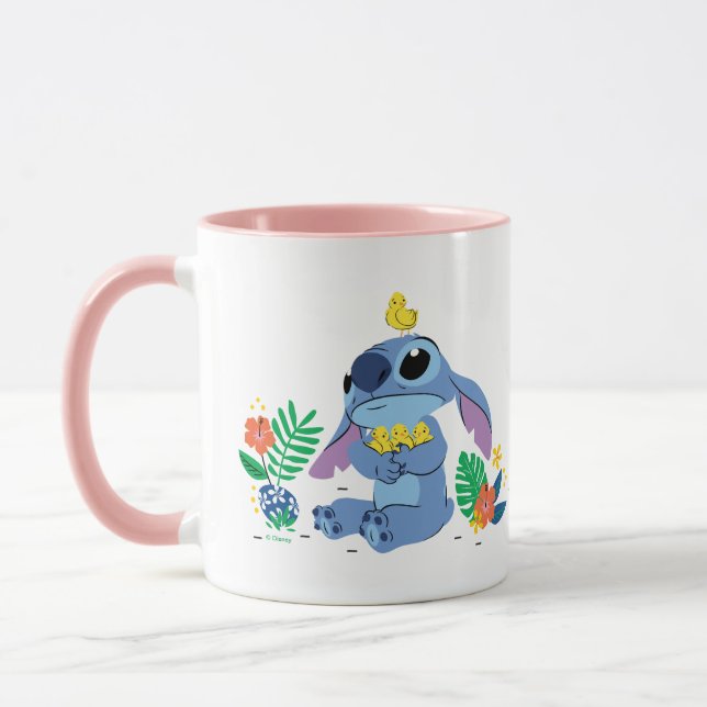 Stitch Cuddling Baby Easter Chicks Mug (Left)