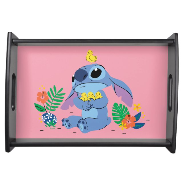 Stitch Cuddling Baby Easter Chicks Serving Tray (Front)