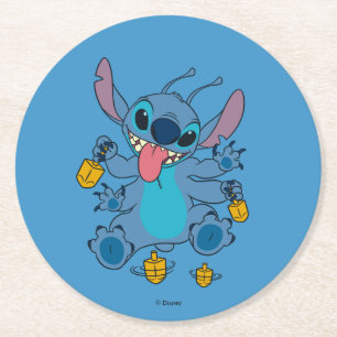 Stitch Dreidel Days Round Paper Coaster