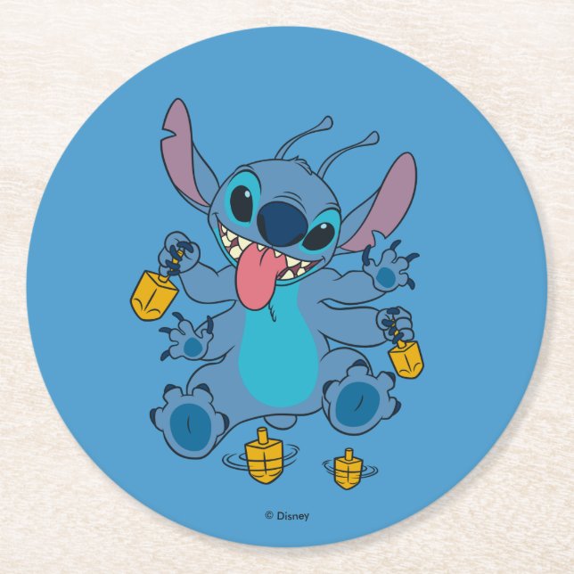 Stitch | Dreidel Days Round Paper Coaster (Front)