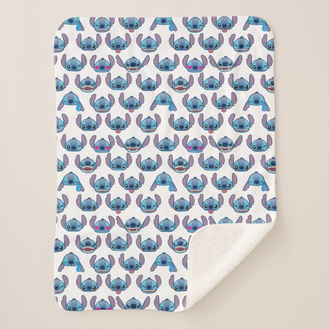 Stitch Emoji Pattern Sherpa Blanket (Front)