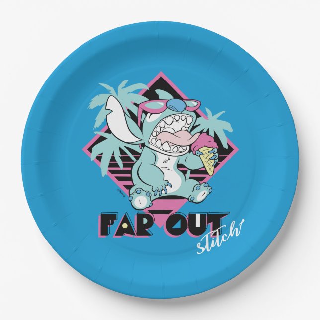 Stitch | Far Out Retro Graphic Paper Plates (Front)