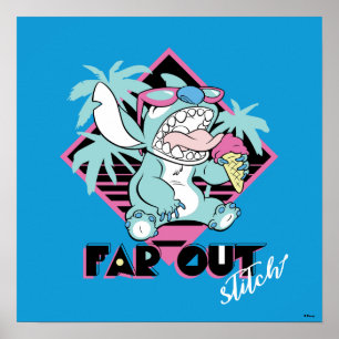 Stitch Far Out Retro Graphic Poster
