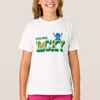 Stitch Feeling Lucky T-shirt by LiloAndStitch at Zazzle