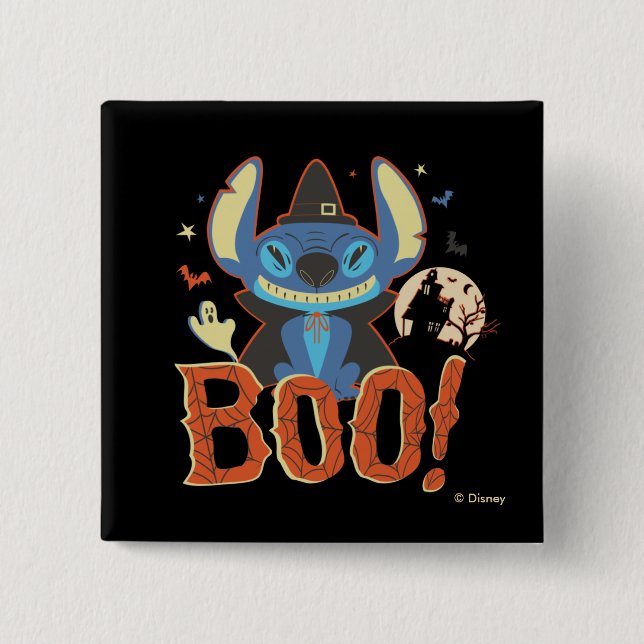 Stitch Halloween Boo Button (Front)