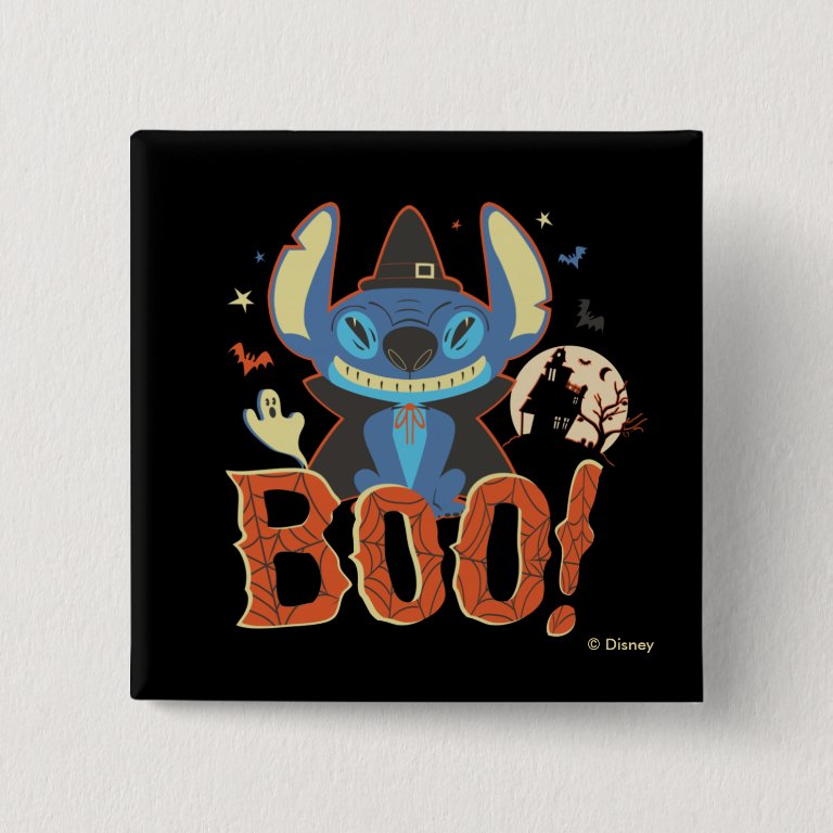 Stitch Halloween Boo Button