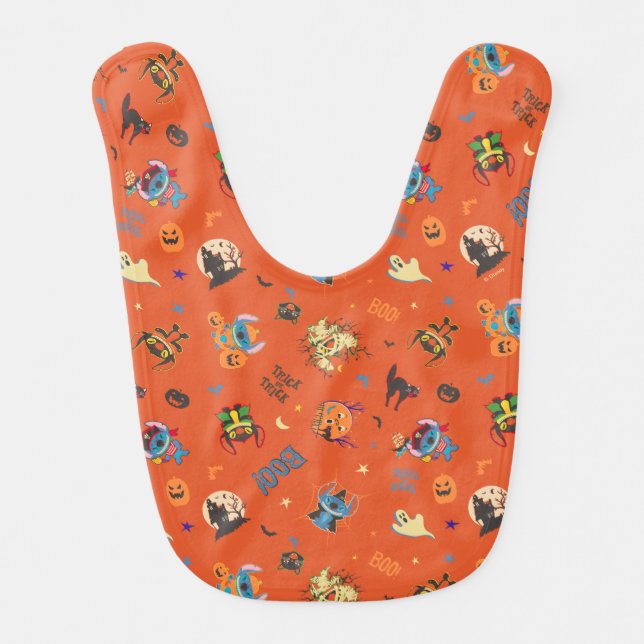 Stitch Halloween Trick-or-Treat Pattern Baby Bib (Front)