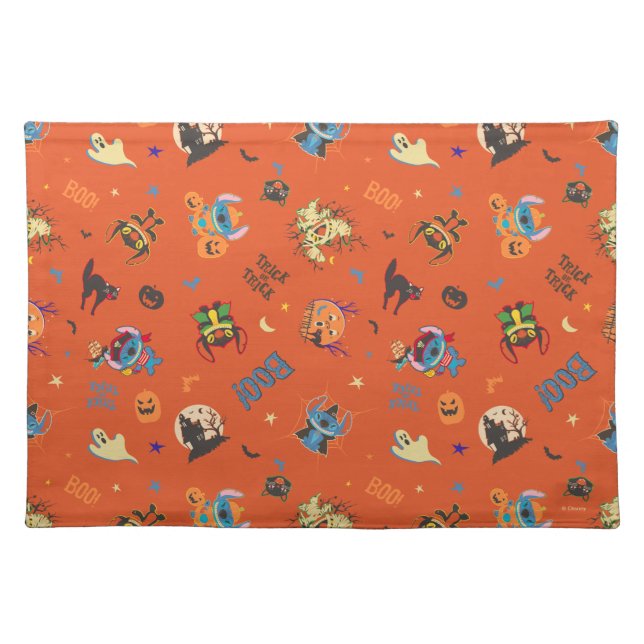 Stitch Halloween Trick-or-Treat Pattern Cloth Placemat (Front)