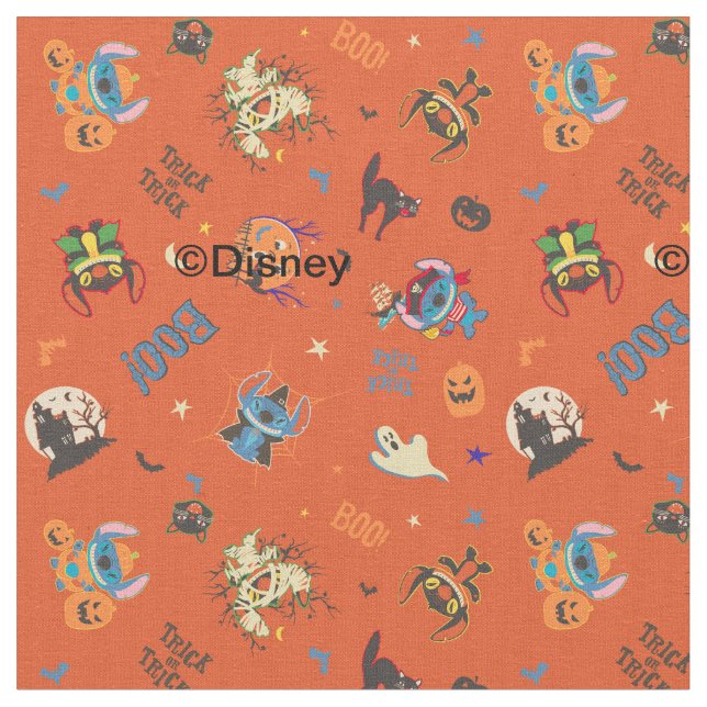 Stitch Halloween Trick-or-Treat Pattern Fabric (Close Up)