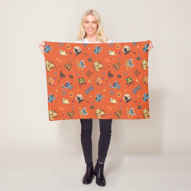 Stitch Halloween Trick-or-Treat Pattern Fleece Blanket (In Situ)