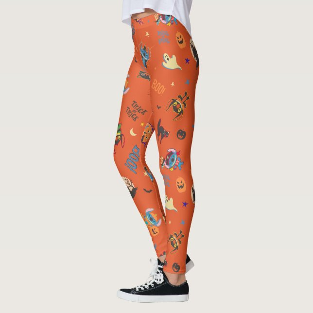 Stitch Halloween Trick-or-Treat Pattern Leggings (Left)